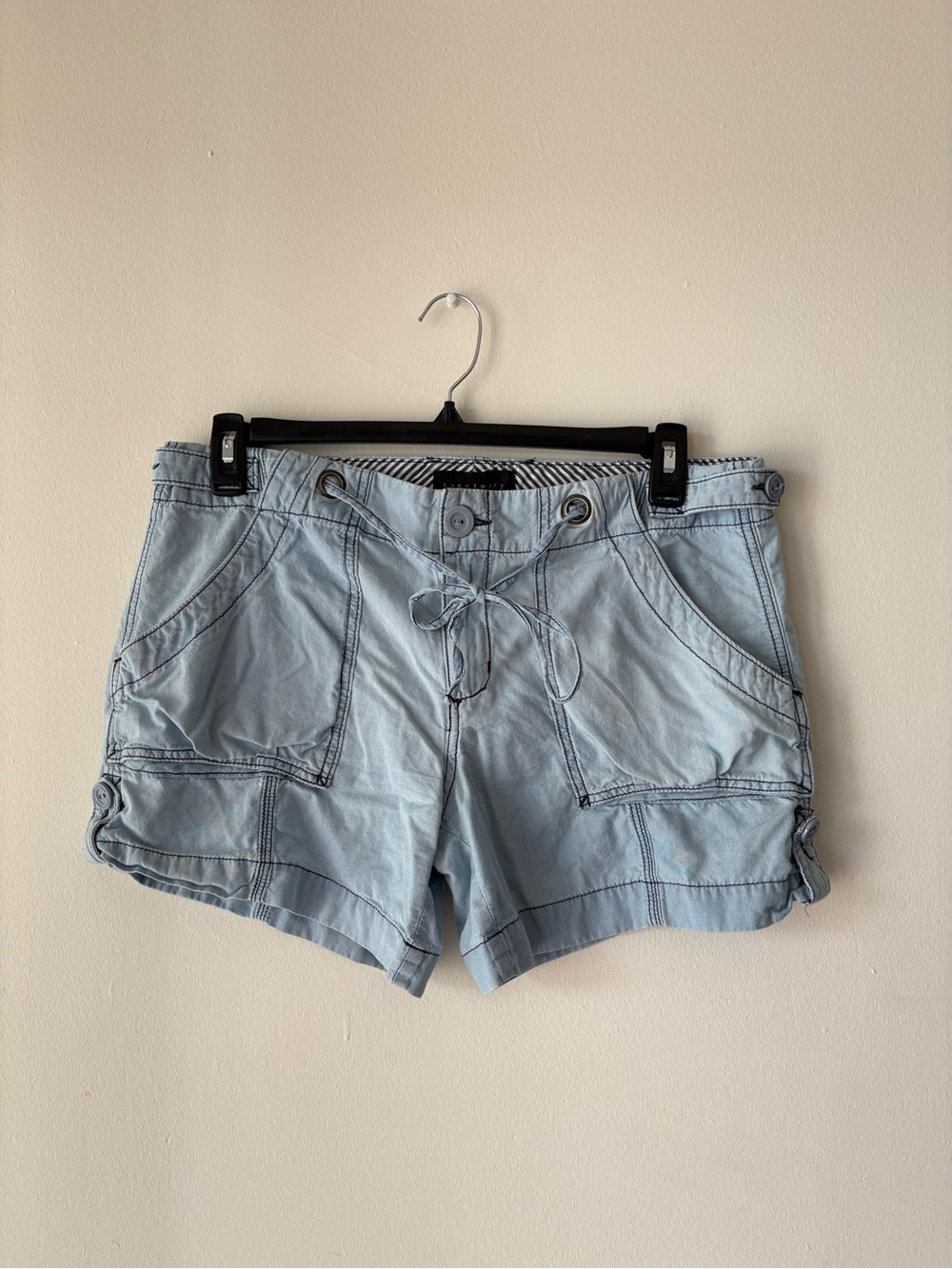Sanctuary Light Blue Cargo Drawstring Shorts